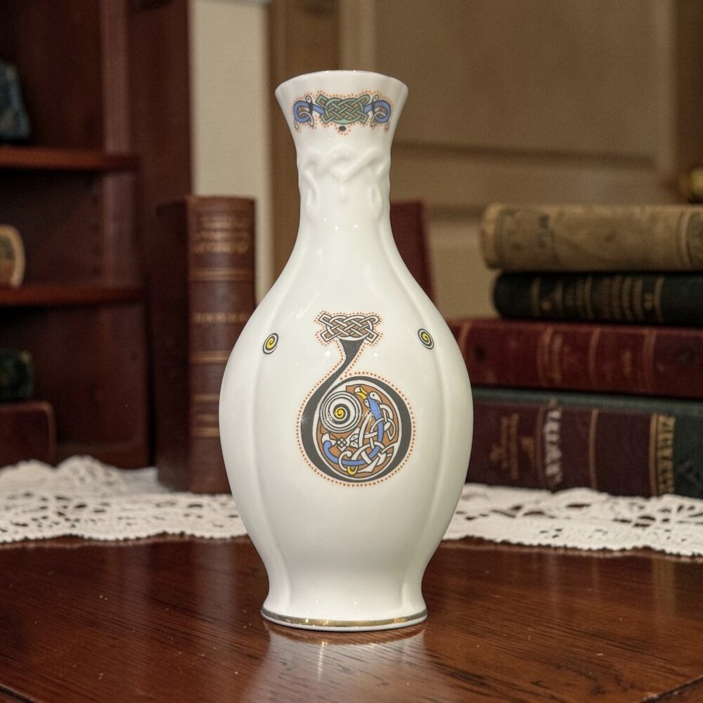 Vintage Royal Tara Bone China Vase, Celtic Knot Irish Floral Vase